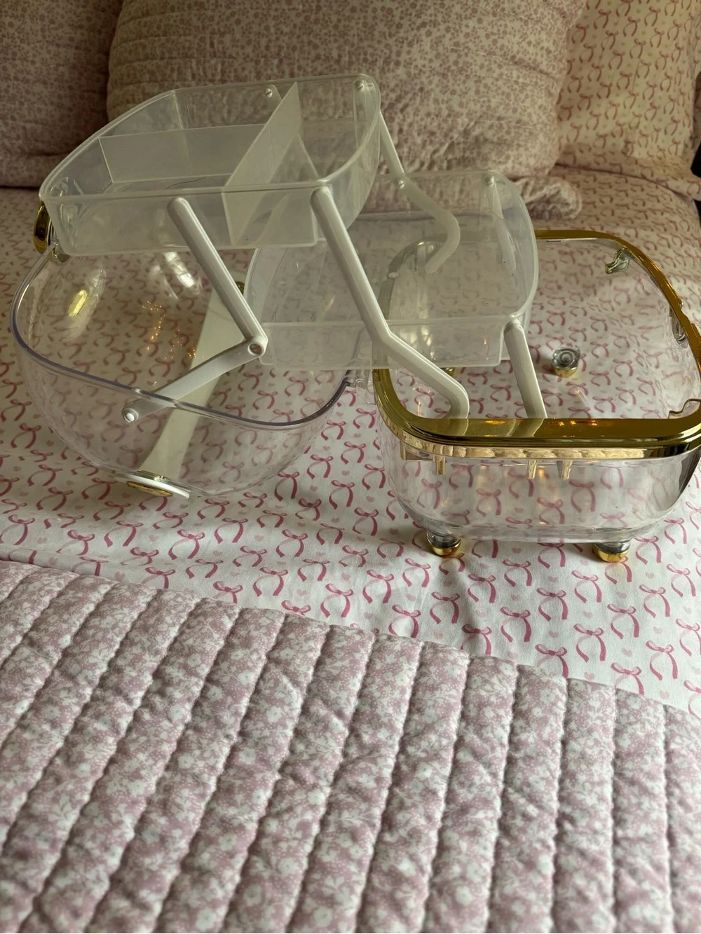 Clear Acrylic Dome Vanity Box with Gold Knot Detail